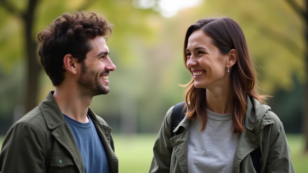 Two people in conversation, supportive mentoring moment outdoors